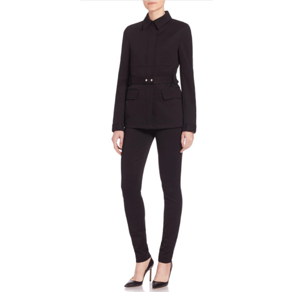 THEORY • Black Galilania Ski Knit Belted Jacket Sz 6